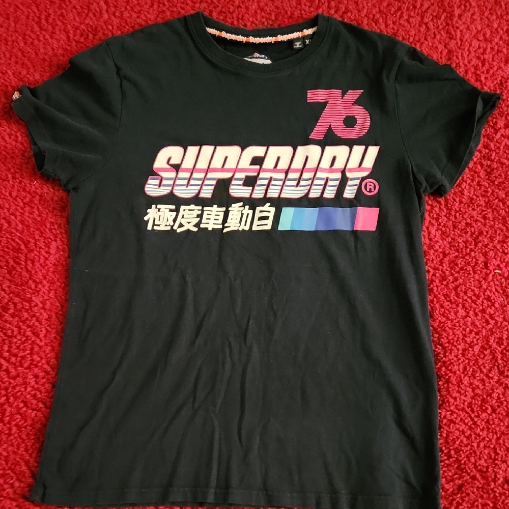 Superdry Black Tee with Vibrant Graphic
